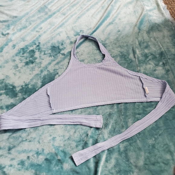 BABY BLUE RIBBED CROPPED HALTER TOP! - Picture 9 of 11